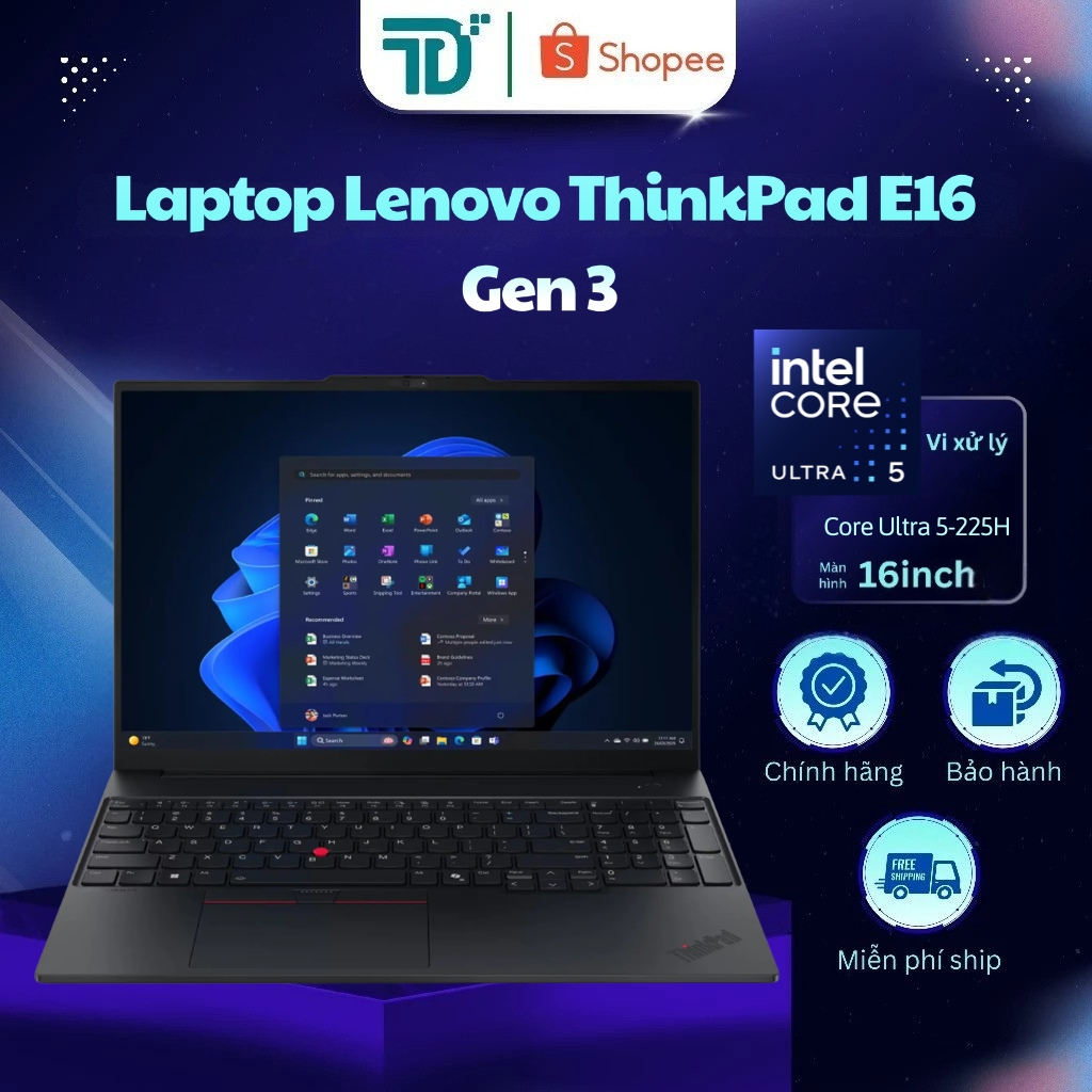Laptop Lenovo ThinkPad E16 Gen 3 Ultra 5 225H/AI/16GB/512GB/16"WUXGA - Laptop 99%