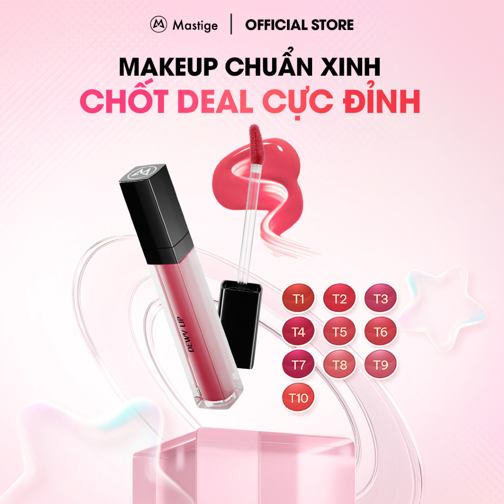 Son Tint Bóng lâu trôi Mastige Dewy Tint - 3 lớp căng bóng, bền màu 6h, dưỡng ẩm, căng mọng