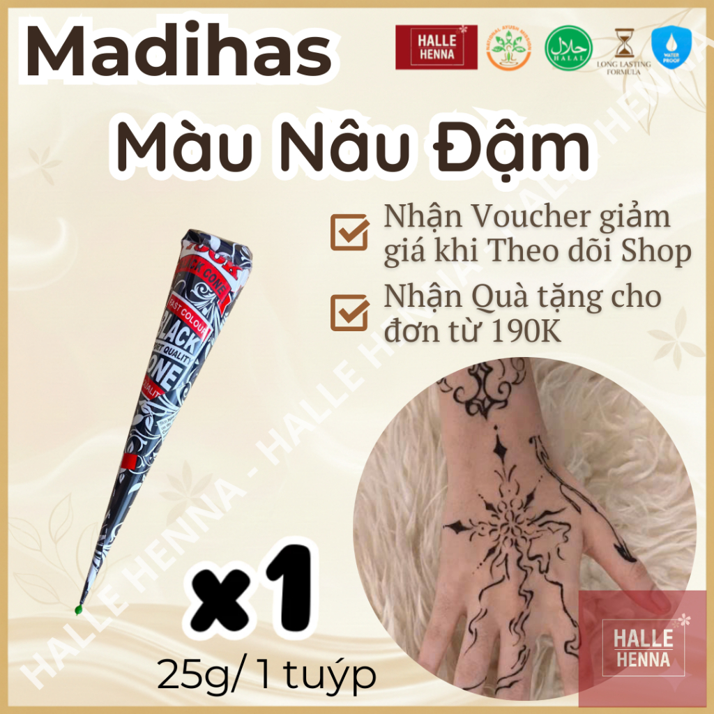 Mực vẽ Henna CHÍNH HÃNG Ấn Độ màu độc lạ