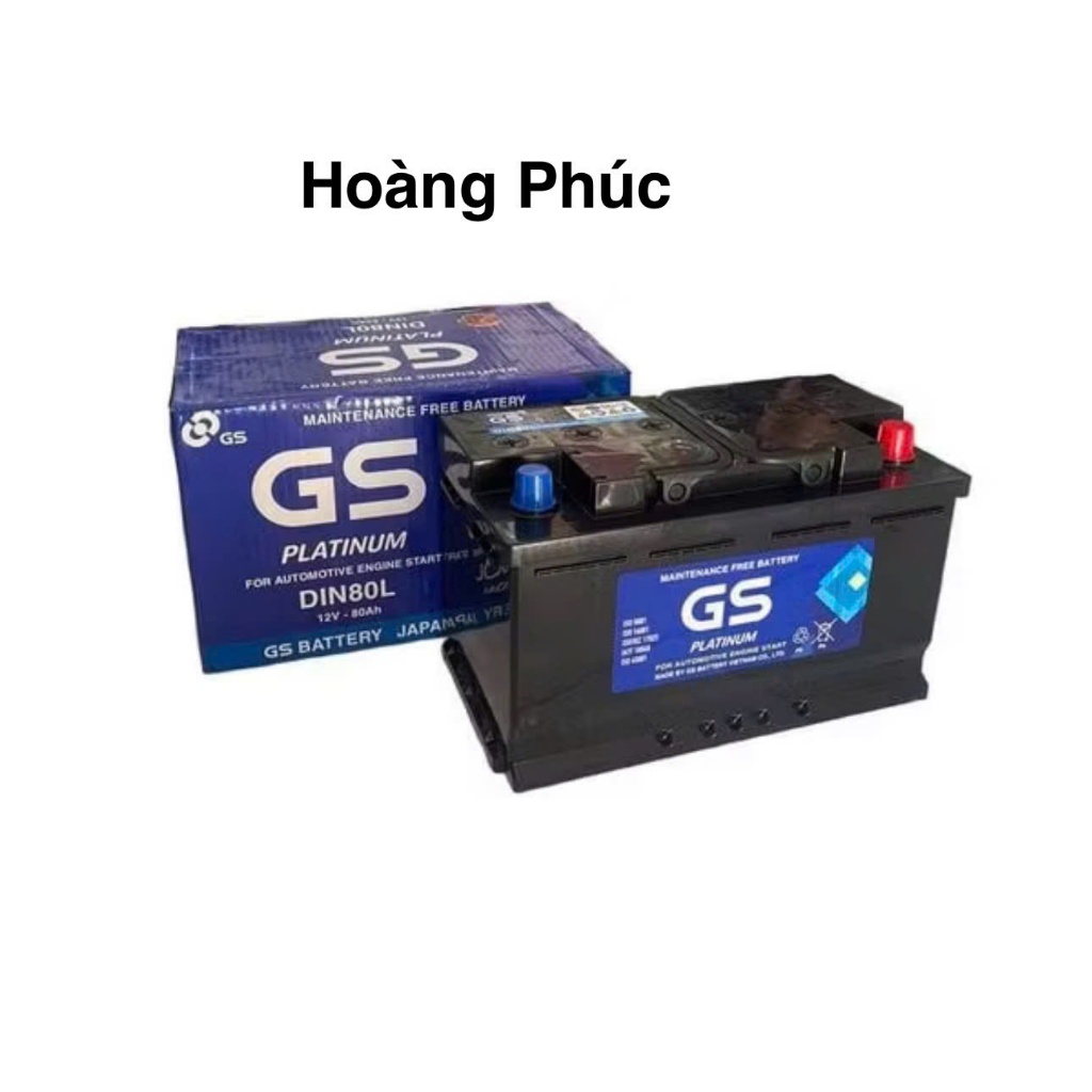 Bình ắc quy 12v khô miễn bảo dưỡng GS DIN80L-LBN (12V, 80AH)