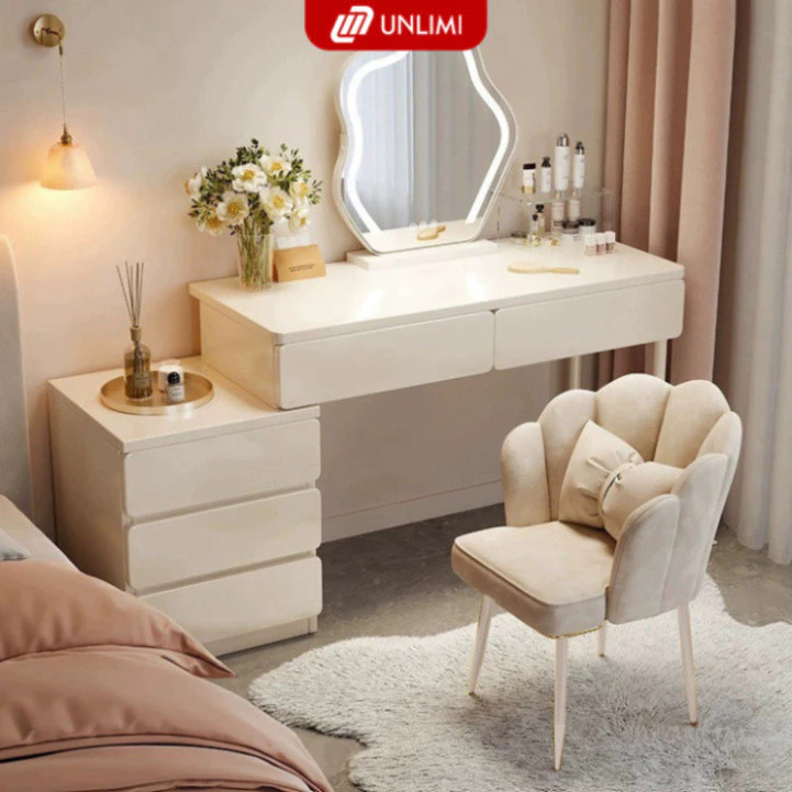 Bàn làm việc kèm tủ đựng đồ full trắng gỗ MDF kết hợp khung sắt chắc chắn - GM142