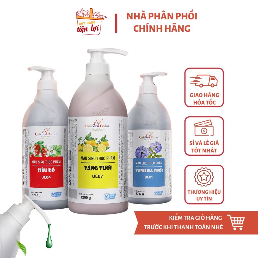 [TỔNG HỢP] Màu Thực Phẩm Unicorn Chai Lớn 1200gr Không Đắng - Unicorn Color 1200gr