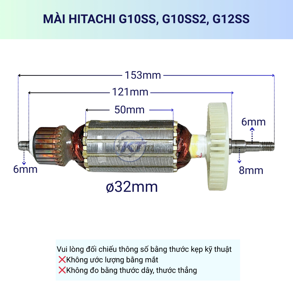 Rotor (ruột) mài HITACHI G10SS - G10SS2 - G12SS cánh nhựa thân 32mm