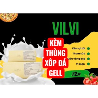 ( GIAO TOÀN QUÔC) 1 KHỐI 2.5KG PHÔ MAI MOZZARELLA VILVI SIÊU KÉO SỢI (  KÈM THÙNG XỐP ĐÁ GELL)