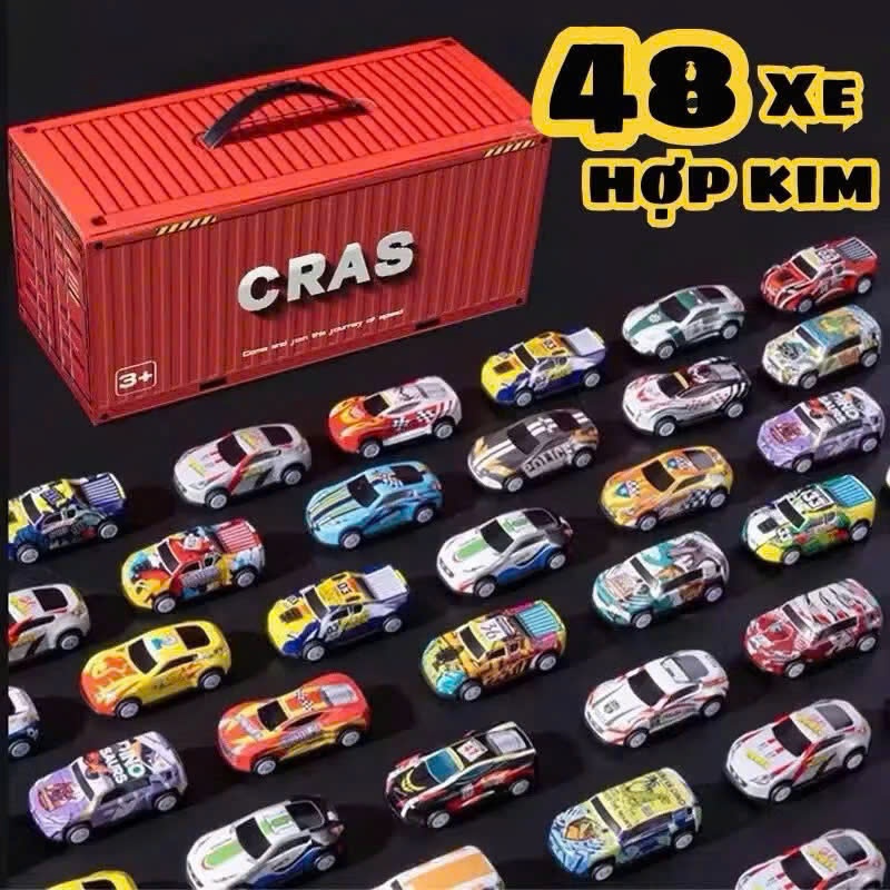 Đồ chơi xe quán tính, chạy đà cho bé gồm 48 chiếc bằng hợp kim