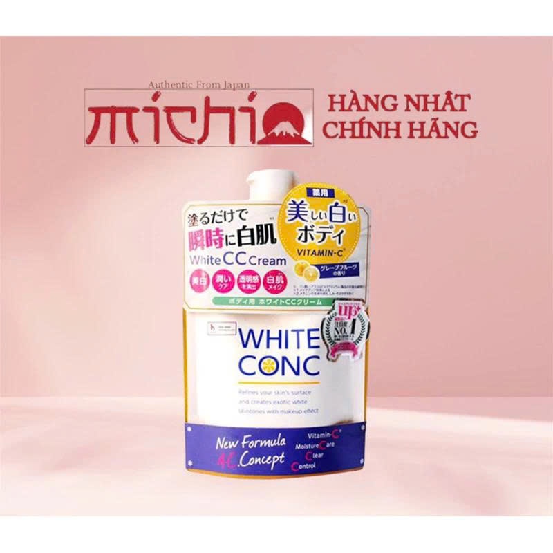 Kem Dưỡng Trắng White CC Cream White ConC dạng túi Nhật Bản, Dưỡng thể White Con CC cream 200g