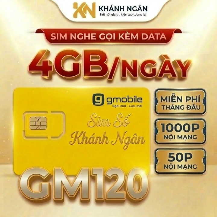 SIM GMOBILE GM120 4GB/Ngày + 1000 Phút Nội Mạng + 50 Phút Ngoại Mạng | SIM 4G Data Nghe Gọi