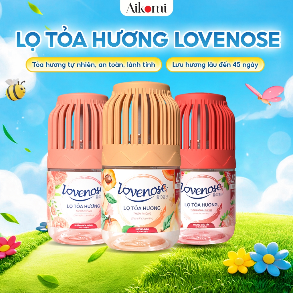 Combo 3 Lọ tỏa hương Lovenose hương thơm tự nhiên dễ chịu khử mùi sáp thơm phòng thế hệ mới 45 ngày