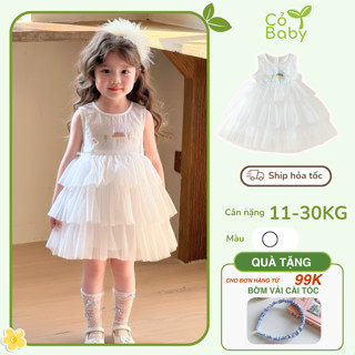 Váy công chúa bé gái Cỏ Baby váy sát nách phối tùng ren trắng xinh xắn, dáng xòe dễ thương, chất voan mềm nhẹ K5125681