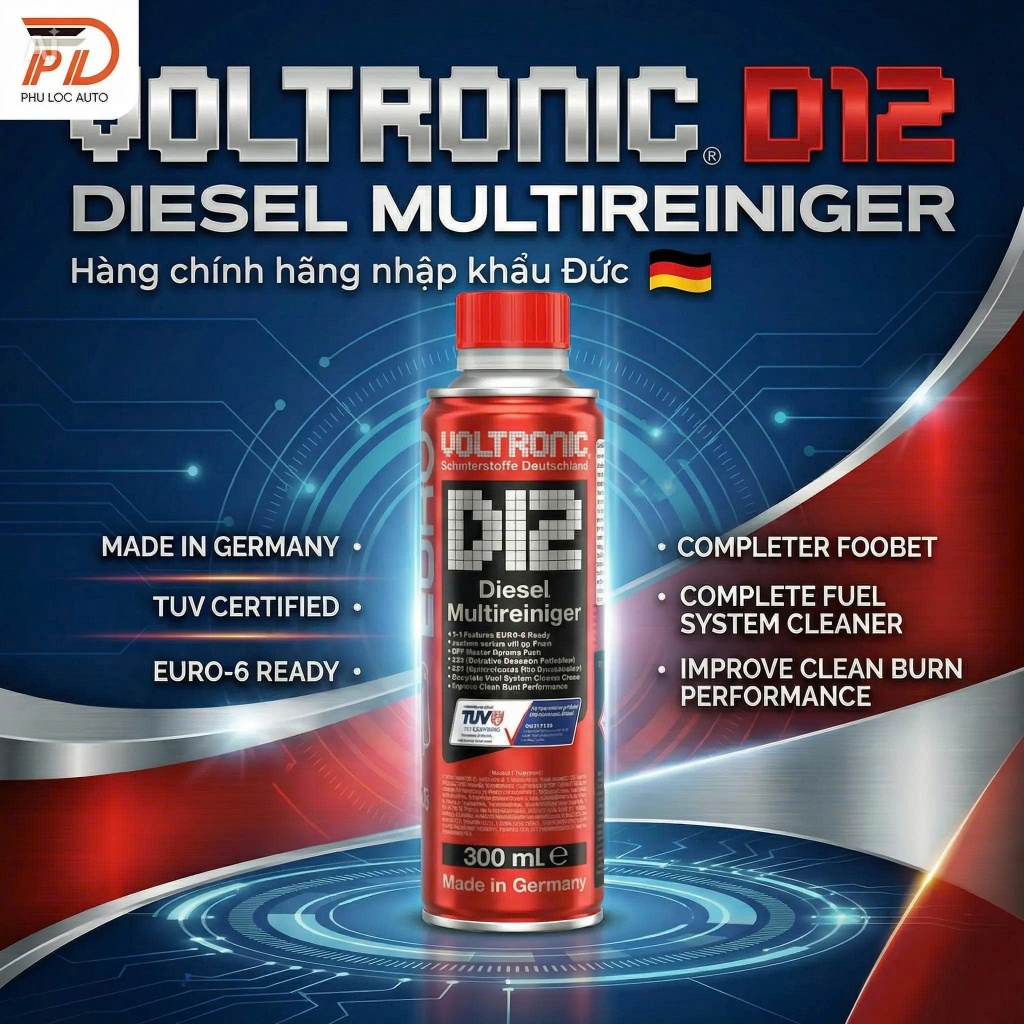 D12 VOLTRONIC DIESEL dung dịch vệ sinh kim phun, xupap động cơ nhiên liệu diesel hàng chính hãng Đức
