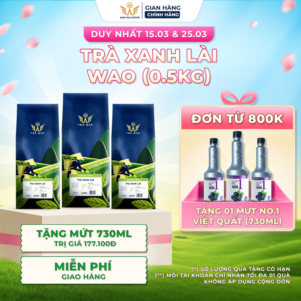 Trà Xanh Lài (Nhài) WAO (0,5kg) pha trà trái cây cực ngon hương lài tự nhiên