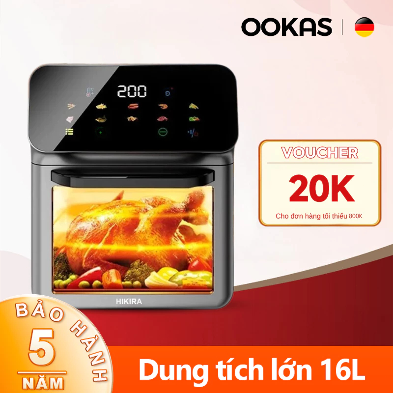 OOKAS Nồi Chiên Không Dầu 16L đa năng Màn hình cảm ứng LED lò chiên không dầu