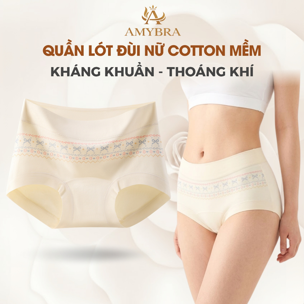 [ MẪU MỚI ] Quần Lót Nữ Cotton Dáng Đùi Ôm Mông Mềm, Quần Boxer Nữ Đáy May Kháng Khuẩn AMYBRA L5296