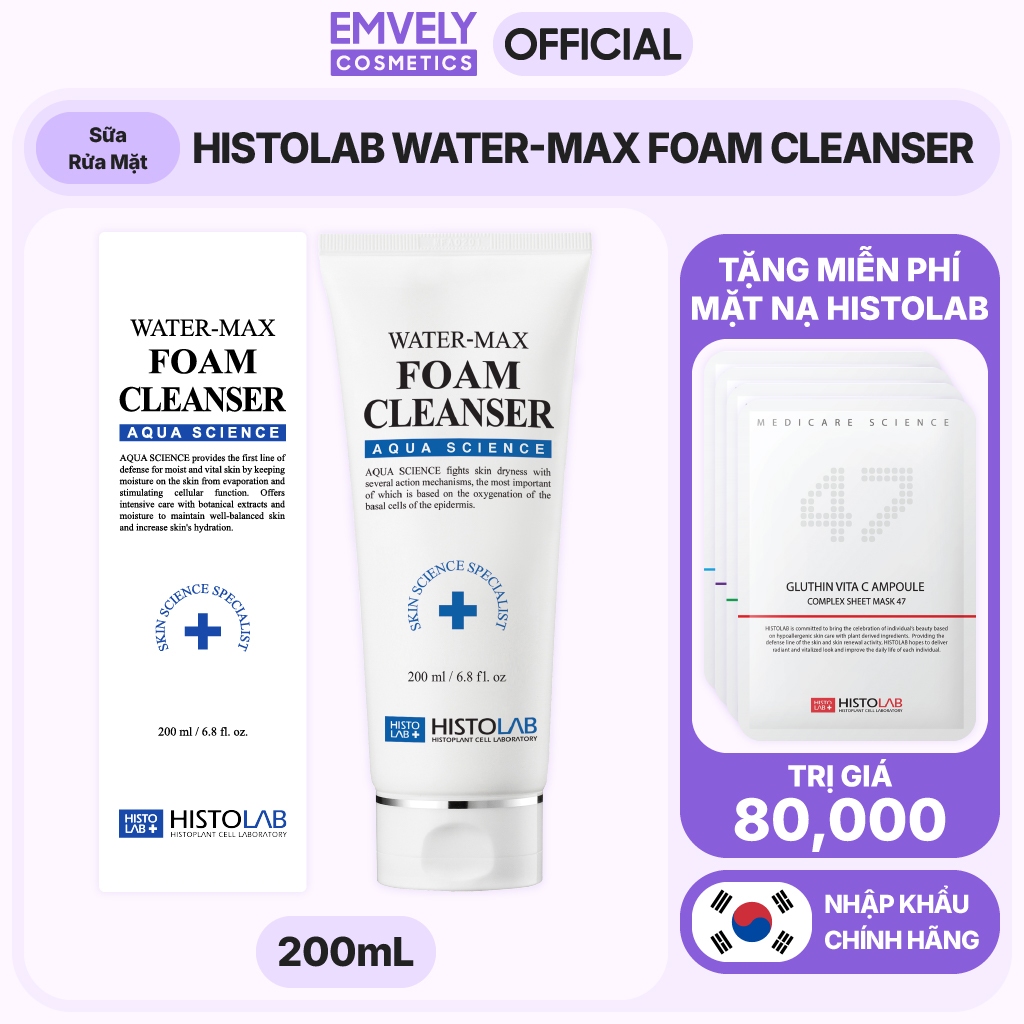 Sữa Rửa Mặt HISTOLAB WATER-MAX FOAM CLEANSER (200mL)