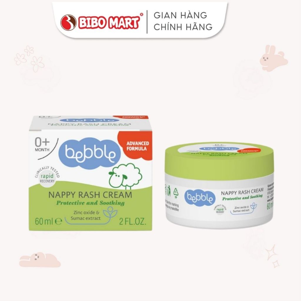 Kem hăm hỗ trợ điều trị hăm và mẩn ngứa Bebble cho bé 60ml - Bibomart