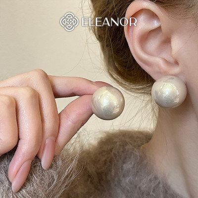 Bông tai nữ chuôi bạc 925 Eleanor Accessories hình tròn bản to phụ kiện trang sức khuyên tai 11678