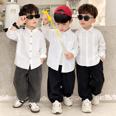 Áo sơ mi dài tay Beemo cho bé trai, vải thô Hàn cao cấp, mặc đi học, đi chơi từ 9-24kg