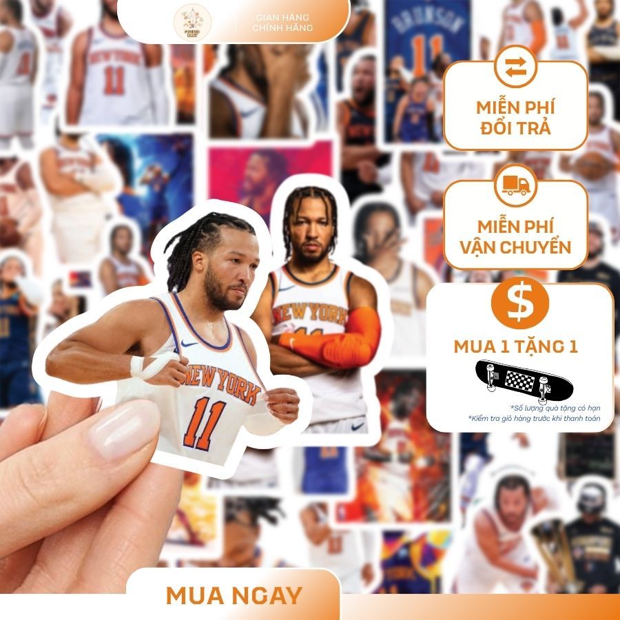 Set 36+ Hình Dán Sticker BigSize Cầu thủ NBA - Jalen Brunson,Trang Trí Mũ, Điện Thoai, Laptop (50mm 