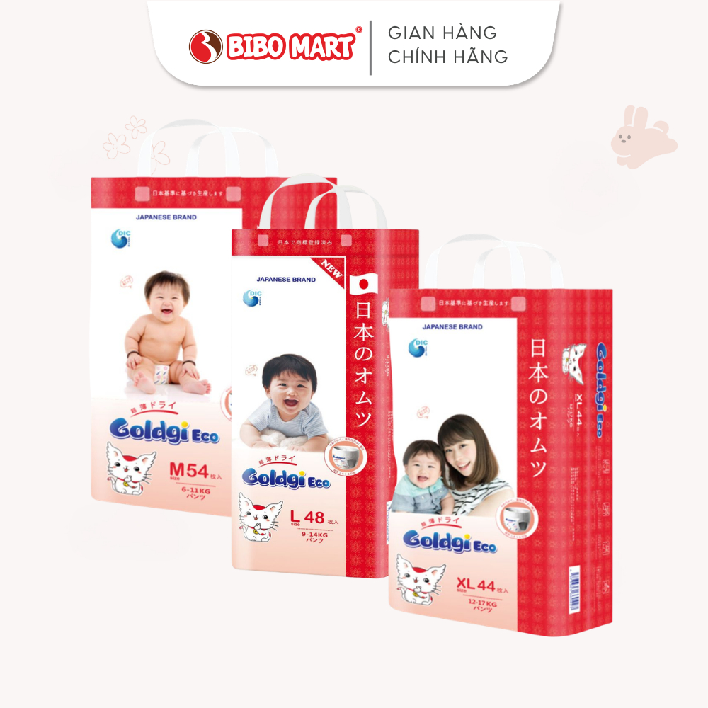 Tã Quần Goldgi Eco Size M54 L48 XL44 XXL32 Bỉm Trẻ Em Nhật Bản Thấm Hút Vượt Trội - Bibo Mart