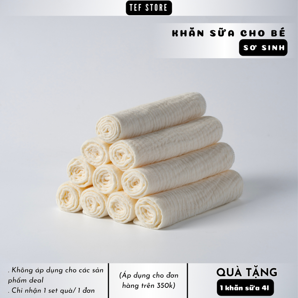 Set 10 khăn sữa cho bé Tef store 2 lớp sợi bông tự nhiên mềm mại không bụi vải Tef store