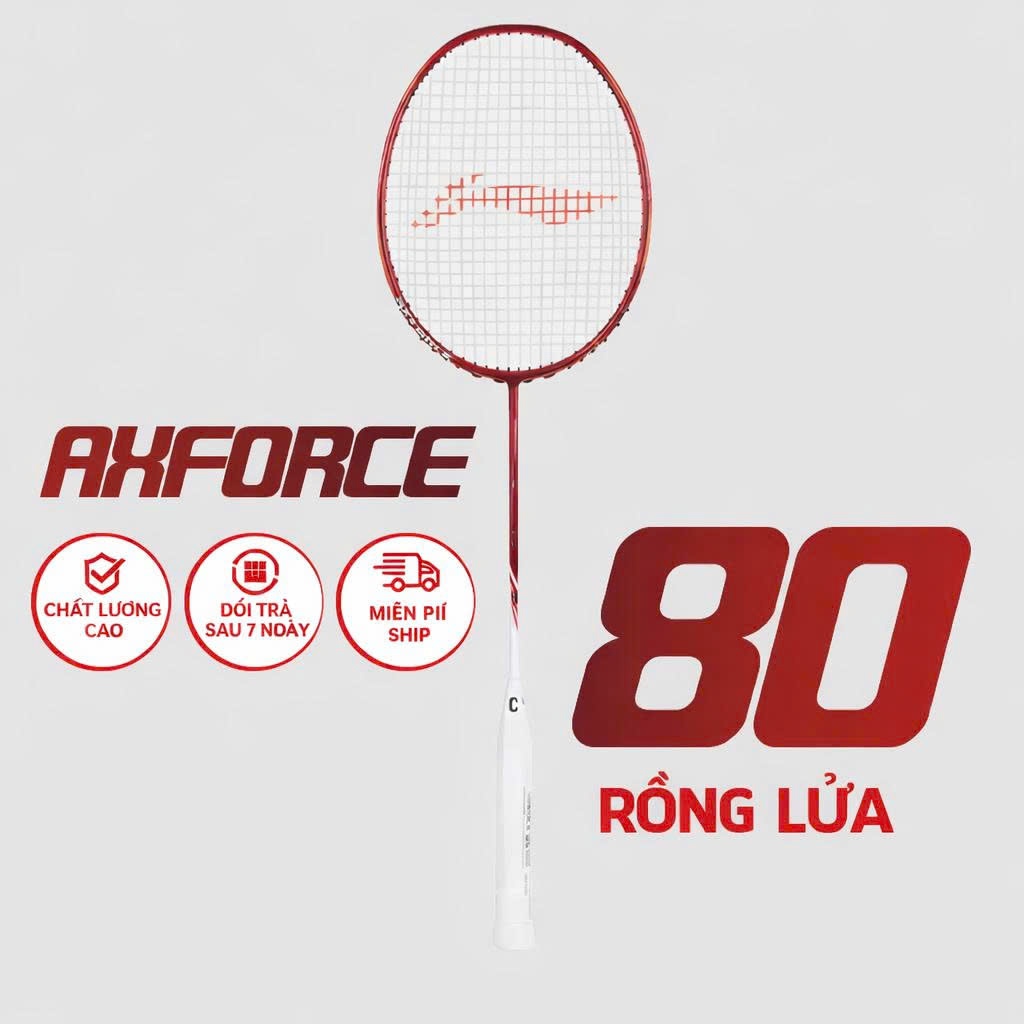 Vợt Cầu Lông Axforce 80 Rồng Lửa Khung Carbon Căng sẵn 10kg max 13kg kèm phụ kiện