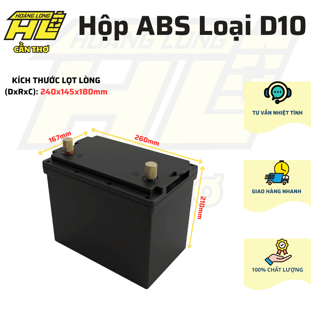 Hộp ABS Chống Nước Cỡ Lớn 90Ah 150Ah 200Ah 300Ah - Hộp Đựng Ắc Quy Chống Nước Chống Bụi