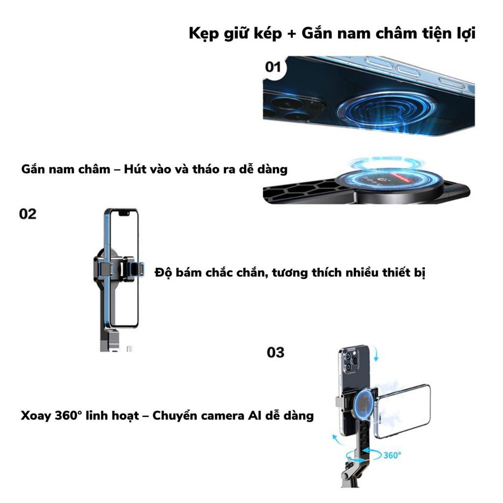 Tiankeplus Hít nam châm1.8M gậy chụp hình 4 chân Hợp kim nhôm chắc chắn - Camera AI nhận diện khuôn mặt và theo dõi 360 | BigBuy360 - bigbuy360.vn