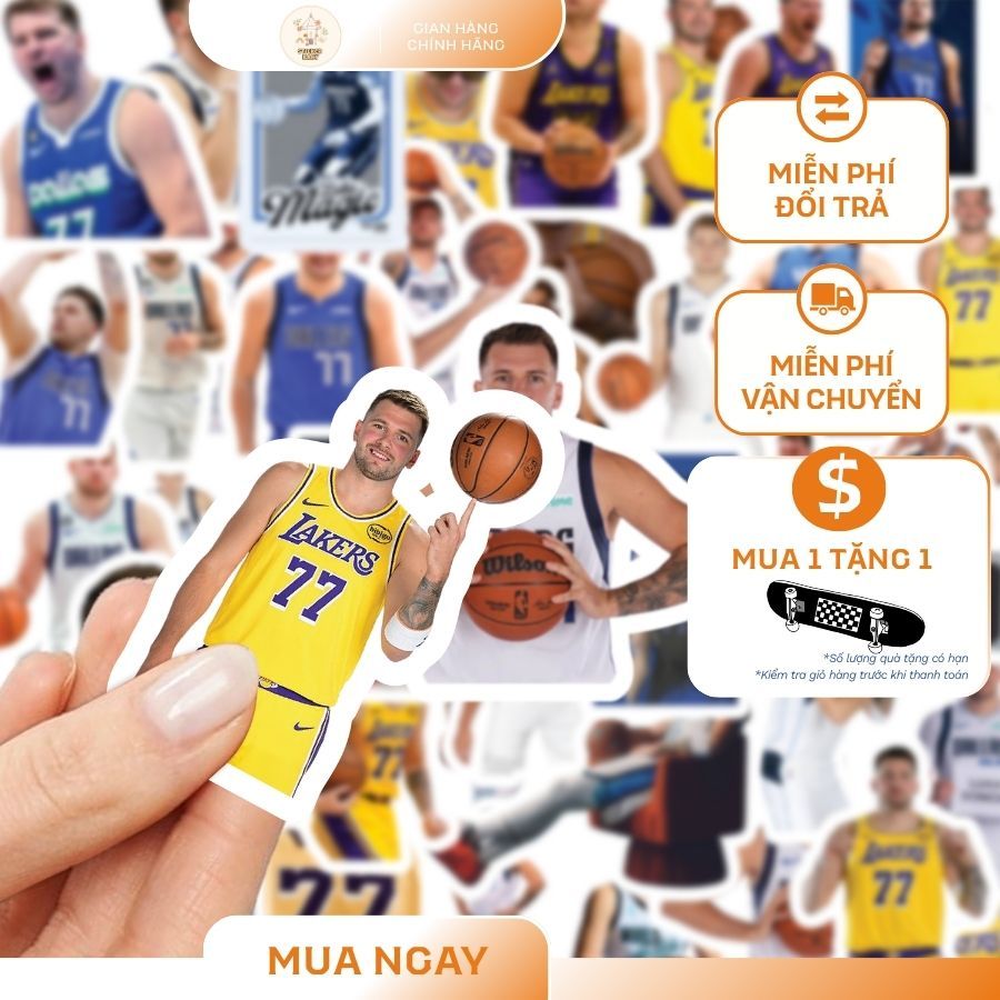 Set 36+ Hình Dán Sticker BigSize Cầu thủ NBA - Luka Doncic,Trang Trí Mũ, Điện Thoai, Laptop (50mm - 