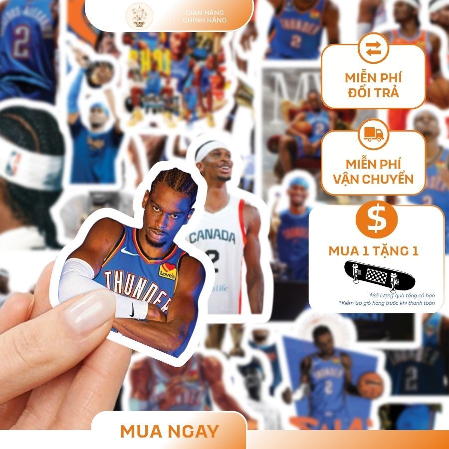 Set 36+ Hình Dán Sticker BigSize Cầu thủ NBA -Shai Gilgeous-Alexander,TrangTríMũ,ĐiệnThoai, Laptop (