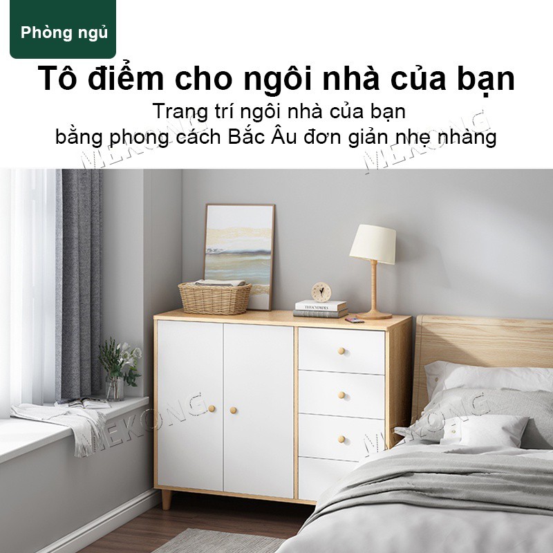 MK Tủ Gỗ Đựng Đồ Đa Năng 4 Ngăn Kéo Kèm 2 Cánh Cửa Tủ Quần Áo Mini Gỗ MDF Hiện Đại | BigBuy360 - bigbuy360.vn