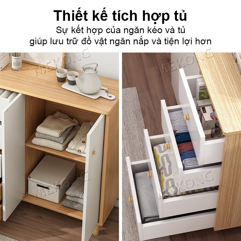 MK Tủ Gỗ Đựng Đồ Đa Năng 4 Ngăn Kéo Kèm 2 Cánh Cửa Tủ Quần Áo Mini Gỗ MDF Hiện Đại | BigBuy360 - bigbuy360.vn
