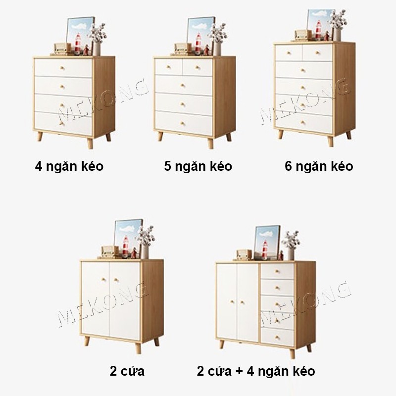 MK Tủ Gỗ Đựng Đồ Đa Năng 4 Ngăn Kéo Kèm 2 Cánh Cửa Tủ Quần Áo Mini Gỗ MDF Hiện Đại | BigBuy360 - bigbuy360.vn