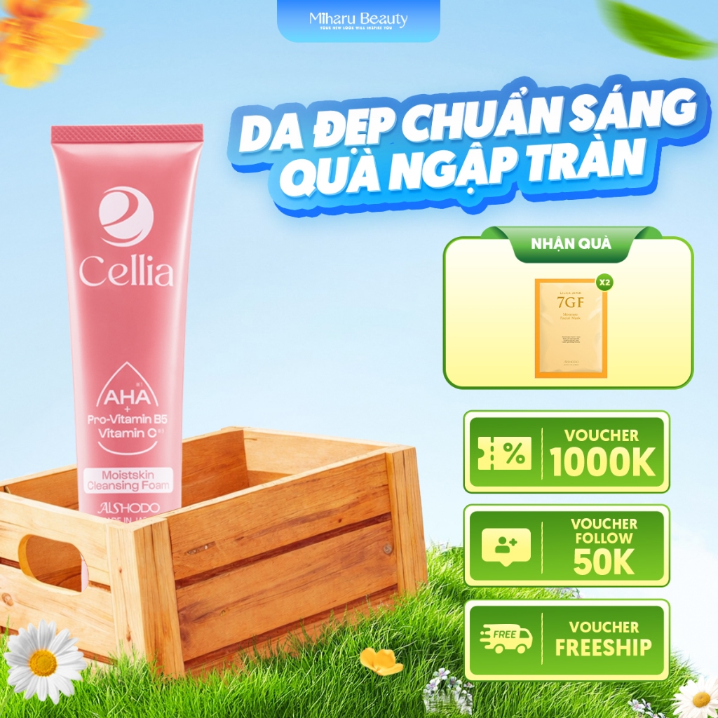 Sữa rửa mặt kiềm dầu, ngừa mụn & sáng da - Cellia Moistskin Cleansing Foam 100g