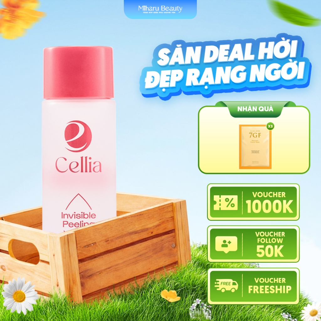 Nước Cân Bằng AHA tẩy tế bào chết ngừa mụn & sáng da - Cellia Invisible Peeling Bright Toner 118ml