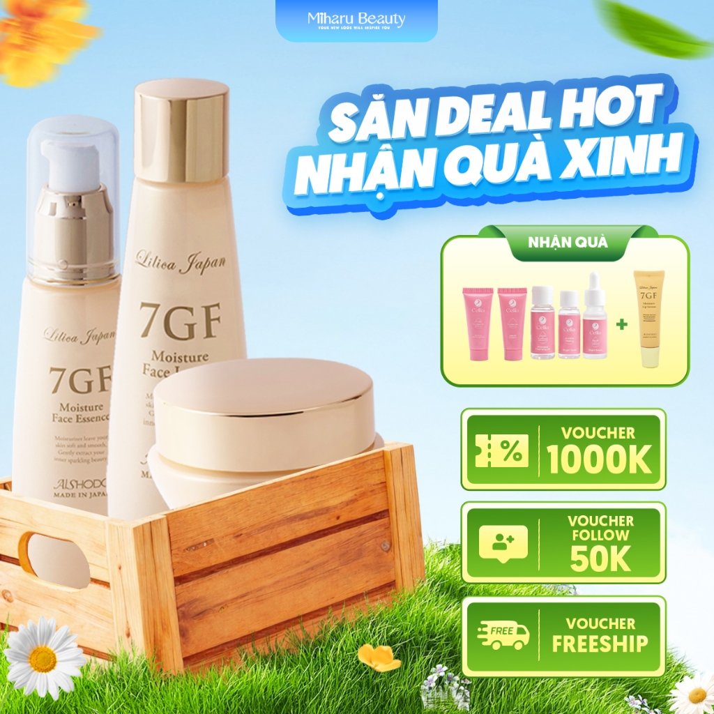 Ba bước dưỡng da nâng căng, săn chắc, trẻ khỏe - 7GF Face Lotion, Face Essence, Face Cream