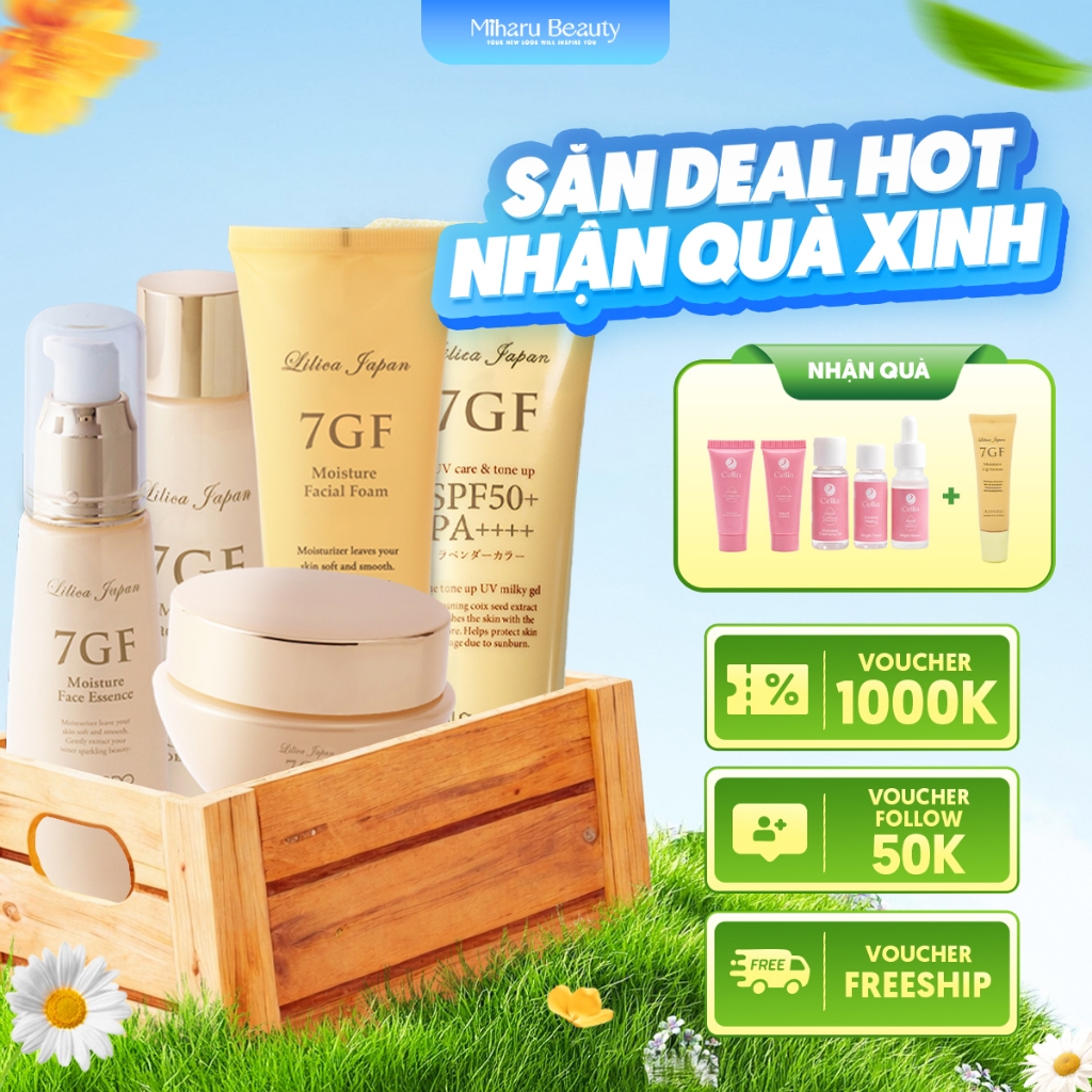 Combo dưỡng da và chống nắng hoàn hảo - 7GF Foam, Lotion, Essence, Cream, UV Care & Tone-up
