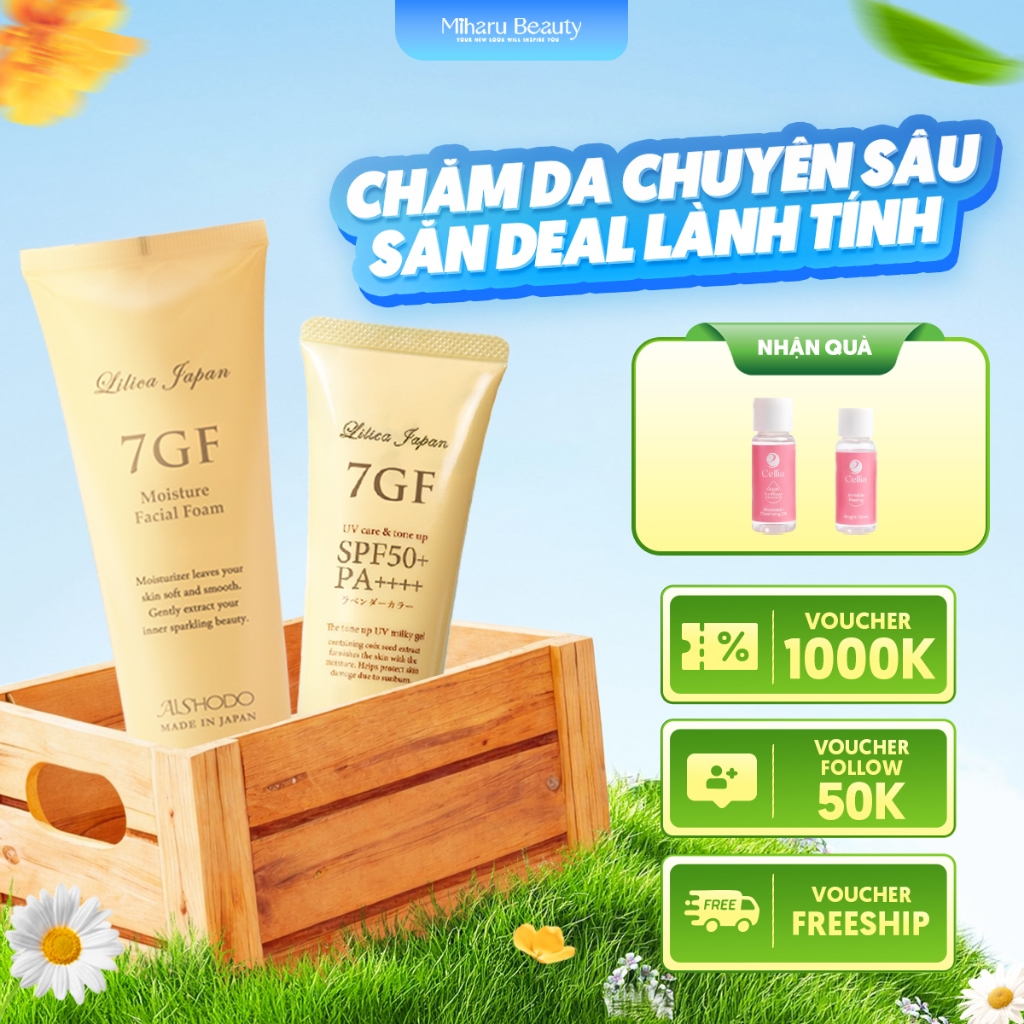 Bộ đôi làm sạch, chống nắng hoàn hảo - 7GF Foam, UV Care & Tone-up