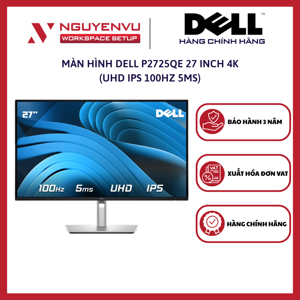 Màn Hình Dell P2725QE 27 inch 4K (UHD/IPS/100Hz/5ms) - Hàng Chính Hãng
