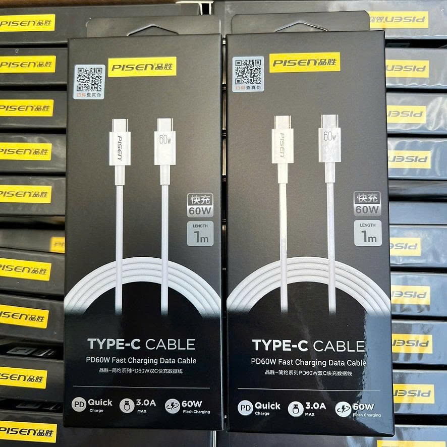 Cáp Sạc Nhanh 2 Đầu Type-C 60W Dài 1m Pisen CC-PD04