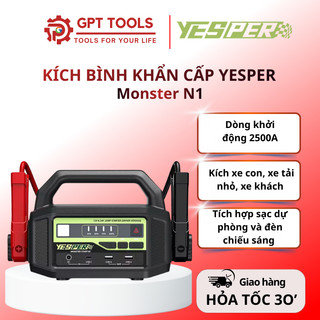 Bộ Kích Điện Khởi Động Khẩn Cấp Xe Tải Yesper Monster N1_2500A -Hàng Xuất Khẩu Mỹ -Bảo Hành 12 Tháng