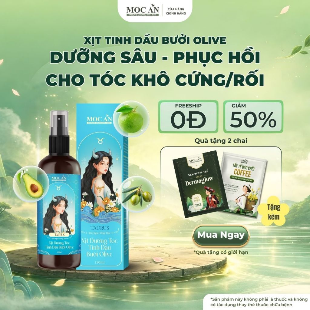 Xịt Dưỡng Tóc MOC AN HAIRCARE ORGANIC 2016 - NOW Chiết Xuất Tinh Dầu Vỏ Bưởi Da Xanh & Olive 120ml