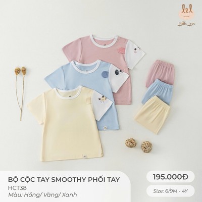 BỘ CỘC TAY VẢI SỢI TRE PHỐI TAY [ SIÊU MỀM, MÁT, MỊN CO DÃN VÀ THẤM HÚT TỐT] SZ 6/9M - 4Y (HCT38)