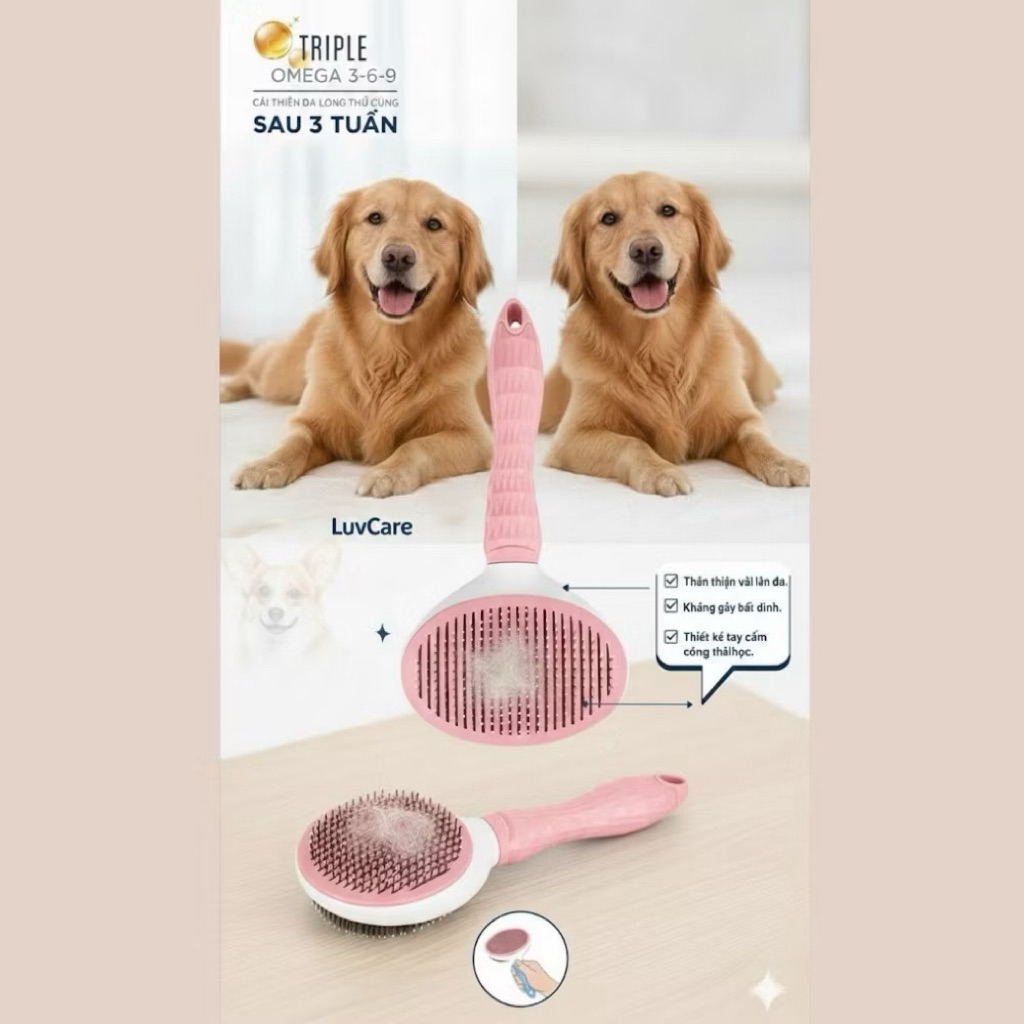 [ QUÀ TẶNG LUVCARE] LƯỢC CHẢI LÔNG CAO CẤP CHO CÚN