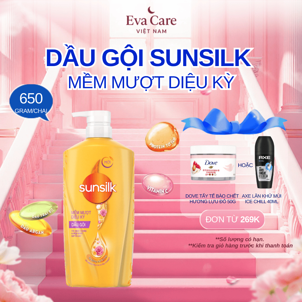 Dầu Gội Sunsilk Mềm Mượt Diệu Kỳ( Vàng) Chai 650g
