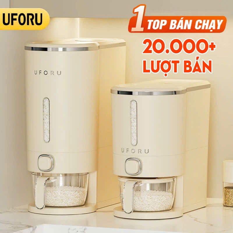 Thùng đựng gạo thông minh uforu nút ấn lấy gạo tự động chất liệu nhựa ABS cao cấp dung tích 5kg 10kg