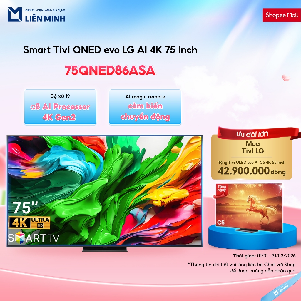 86QNED86ASA 86 Inch | 75QNED86ASA 75 Inch  Smart Tivi LG QNED Evo AI Mini LED 4K [SHIP 0Đ HCM]