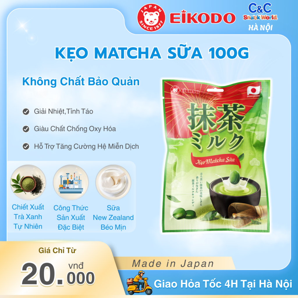 Kẹo Matcha Sữa EIKODO 100gram - EIKODO HN