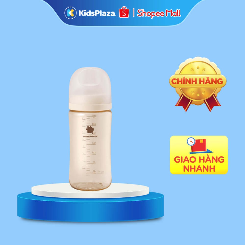 Bình sữa Green Finger Bebegrow PPSU 160ml/ 280ml (Màu kem)