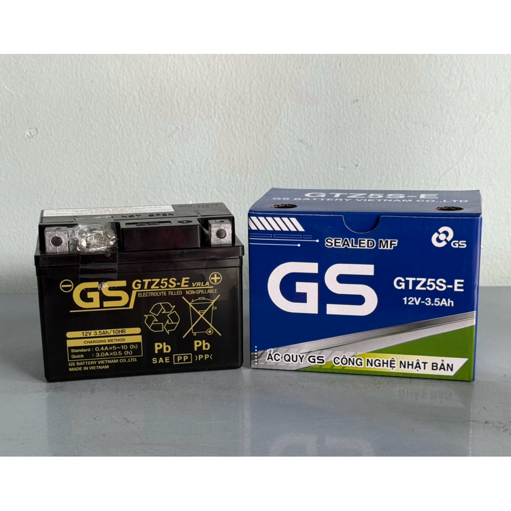 Bình acquy xe máy khô miễn bảo dưỡng GS GTZ5S-E (12V-3.5ah)