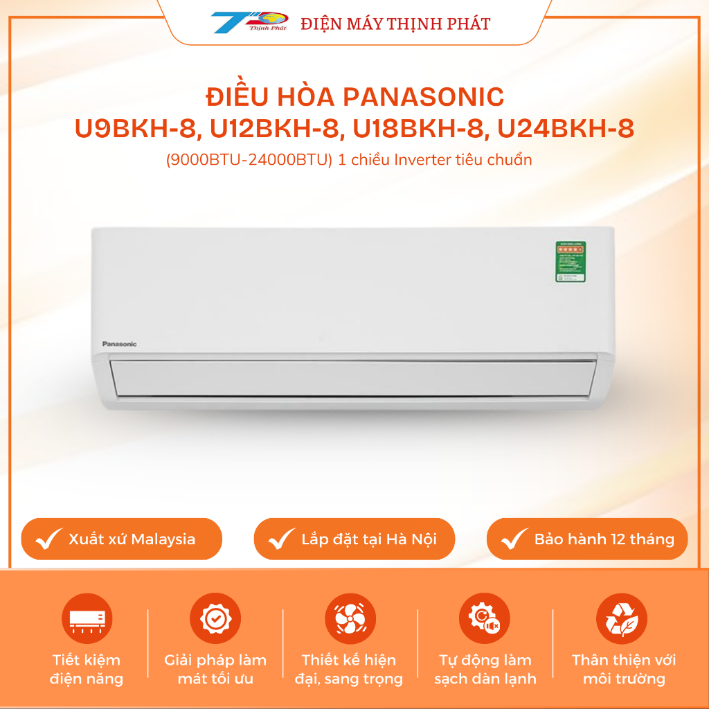 Điều Hòa Panasonic Inverter U9BKH-8, U12BKH-8, U18BKH-8, U24BKH-8 9000-24000BTU 1 Chiều Gas R32